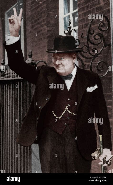 Winston Churchill Portrait Of The British Politician And Prime