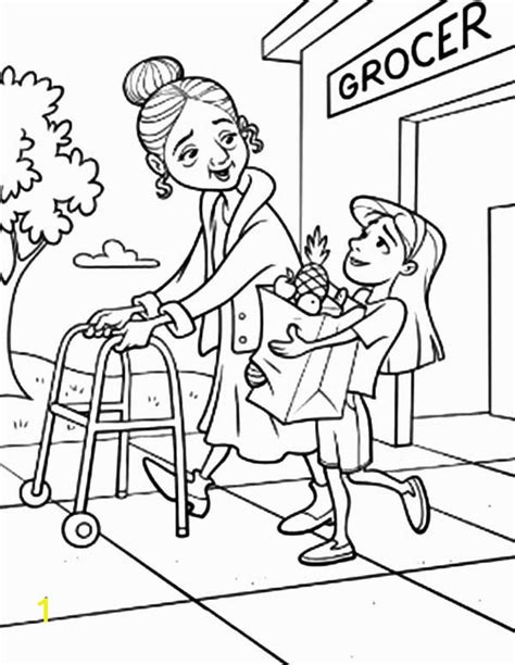 Cartoon People Helping Each Other Sketch Coloring Page