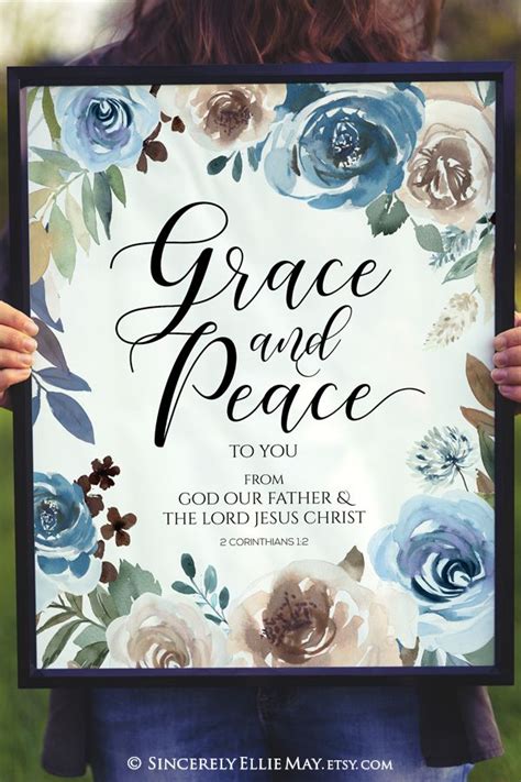 Grace And Peace Bible Verse Poster Christian Sign 2 Etsy In 2020