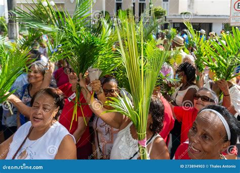 Catholic Worshipers Hold Palm Branches For Palm Sunday Mass Editorial