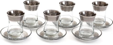 Amazon Com Original Turkish Tea Glasses With Saucers Sets 6 Pcs