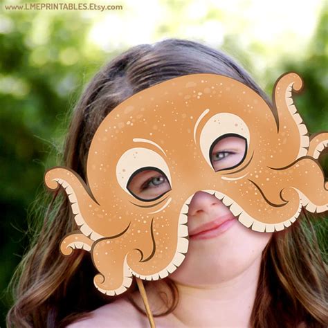 Octopus Printable Mask Halloween Costume Sea Animals Masks Etsy