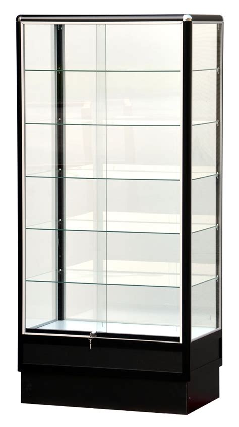 Glass Cabinet With Black Aluminum Frame 72 X 34 X20 Inch Unassem Store Fixture Showcase
