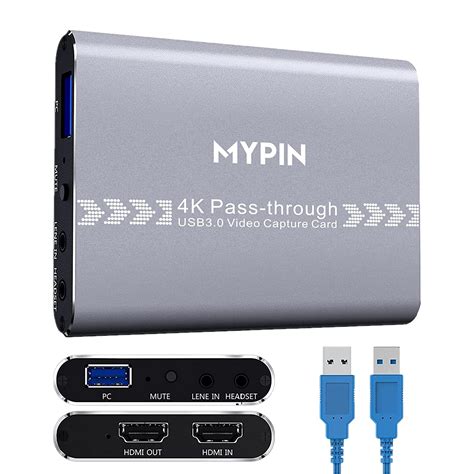 Mypin 4k 60fps Audio Video Hdmi Game Capture Live Gamer Portable Pass Through 4k Full Hd 1080p