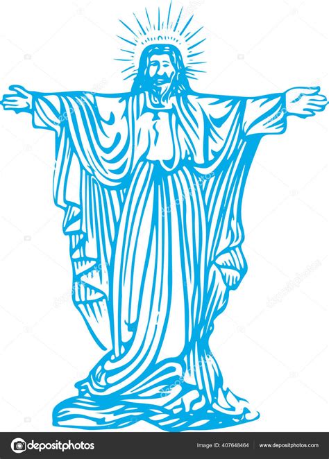 Drawing Sketch Jesus Christ God Christian Sign Symbol Outline Editable