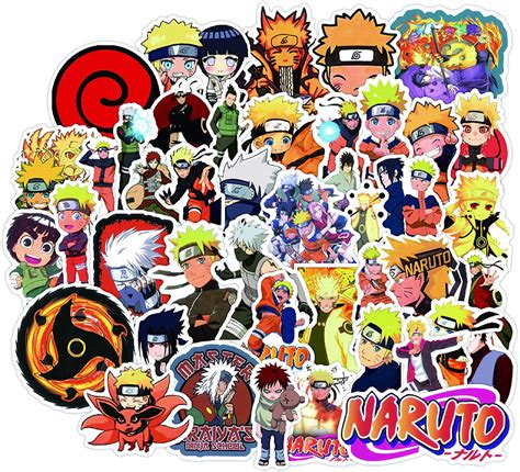 50 Pcs Naruto Anime Stickers Naruto Cartoon Decals For Water Bottle