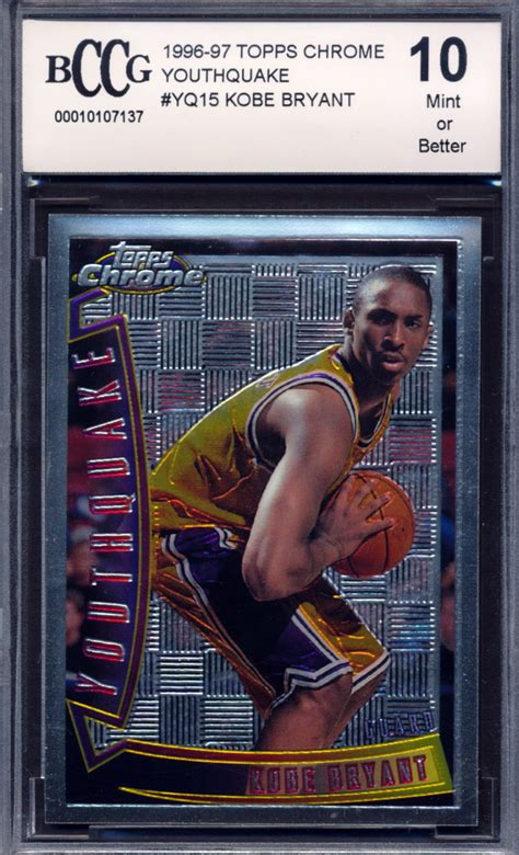 His tragic passing only adds to his legend. 1996-97 Topps Chrome Youthquake #YQ15 Kobe Bryant Rookie Card Graded BCCG 10 *37 | eBay