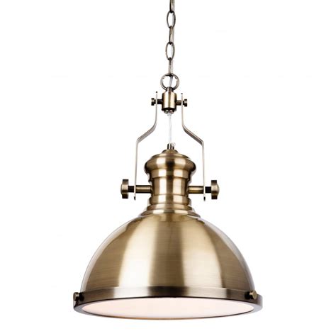 Firstlight Albion Industrial Ceiling Pendant Light In Antique Brass