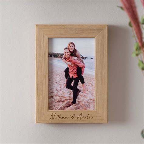 Couples Love Heart Engraved Oak Photo Frame By No Ordinary T