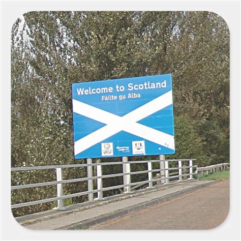 Welcome To Scotland Anglo Scottish Border Sign Square Sticker