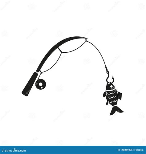 Fishing Rod Icon Hook And Angling Fisherman Symbol Flat Design