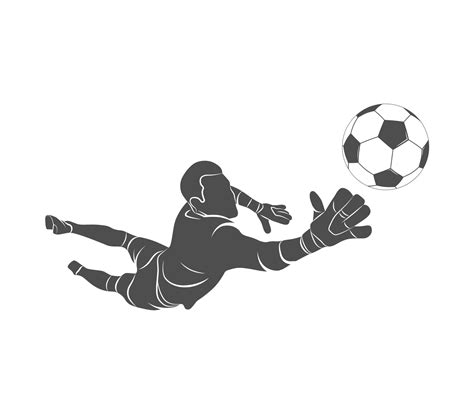 Silhouette Football Goalkeeper Is Jumping For The Ball Soccer On A