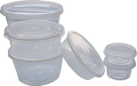 Round Plastic Containers Lids With Lids Sauce Pots Perfect For Food Prep Small Dips And