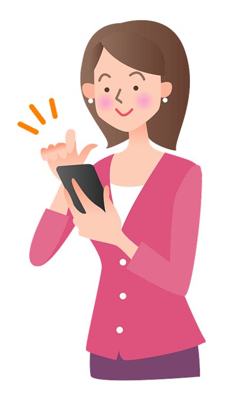 Woman Is Looking At Her Smartphone Clipart Free Download Transparent