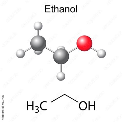 Structural Chemical Formula And Model Of Ethanol Molecule 素材庫向量圖