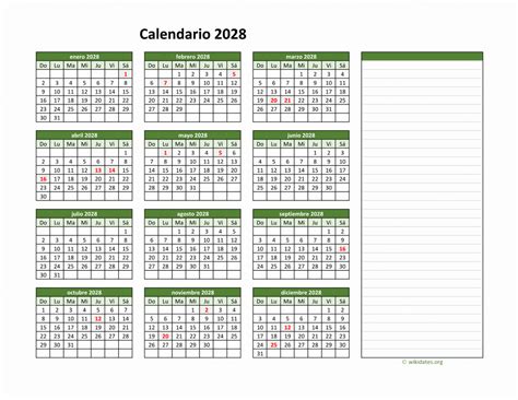 Calendario De México Del 2028 Con Los Días Festivos