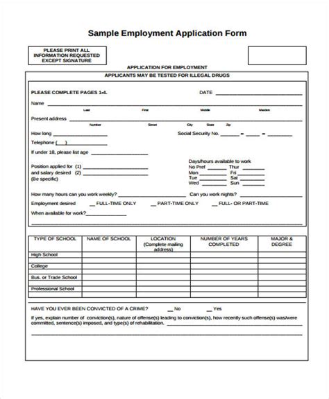 Free 36 Job Application Forms In Pdf Ms Word Excel