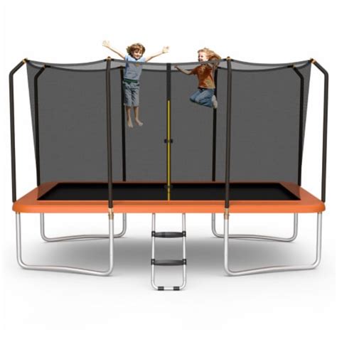 Gymax 8 X 14 Ft Rectangular Recreational Trampoline W Safety Enclosure