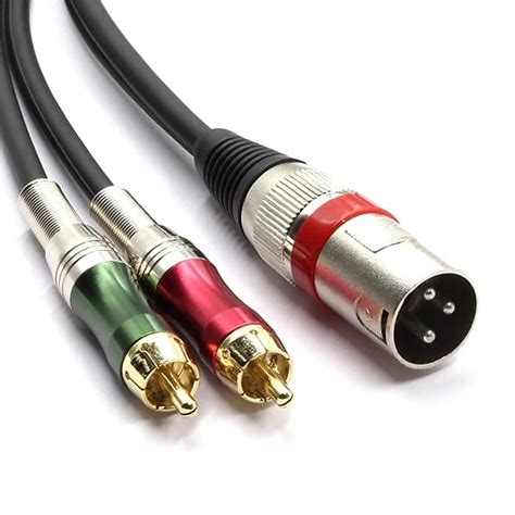 siyear 10ft xlr male to 2 x phono rca plug adapter y splitter patch cable 1 xlr male 3 pin to