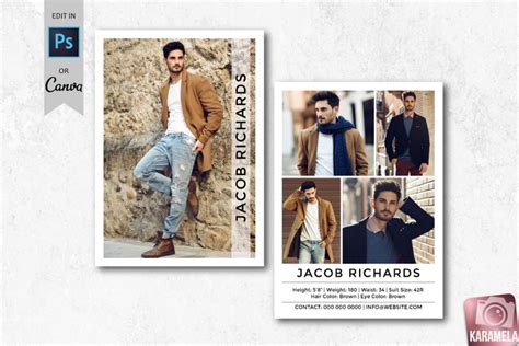 Male Modeling Comp Card Template