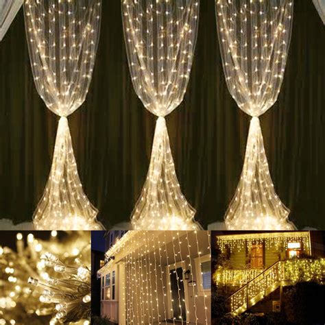 Warm White Curtain Fairy Lights 594 Leds 6000k Ip44 Waterproof Le