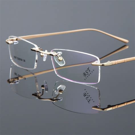 Buy Vazrobe Gold Eyeglasses Frame Men Metal Rimless