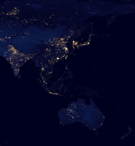 Eastern Asia South East Asia And Oceania At Night Southeast Asia