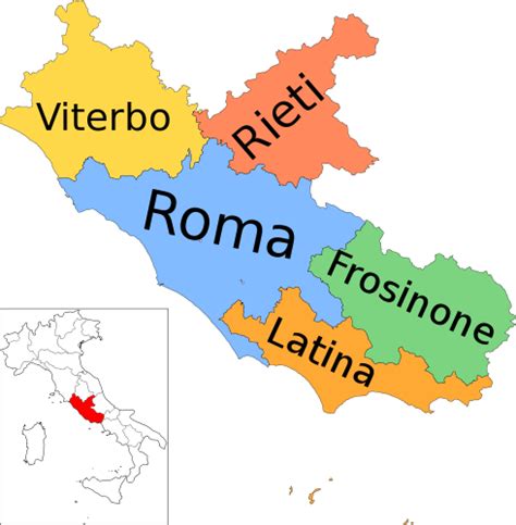 Regione Lazio E Province Mappa Dellitalia Roma Italia Mappe Illustrate