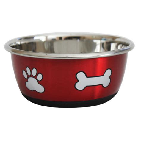 Dog Bowl Durabolz Paw And Bone Metallic Red 19l
