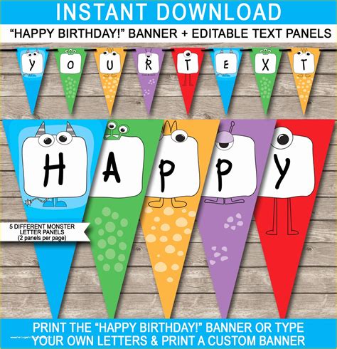 Free Printable Happy Birthday Banner Templates Template Bid