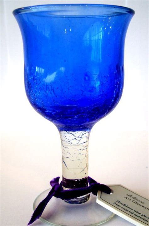 Individually Hand Blown Wine Glass Crocus Cobalt Etsy Hand Blown Wine Glasses Glass Hand Blown