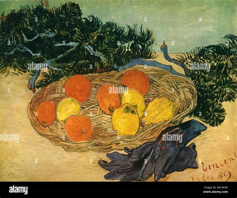 Basket Of Fruit And Gloves 1889 Painting By Vincent Van Gogh Very