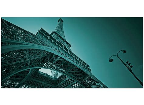 Large Teal Canvas Art Of The Eiffel Tower Paris