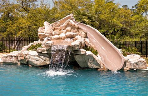 Rock Waterfall Slide Pool 100 Bhps Swimming Pools Backyard Inground