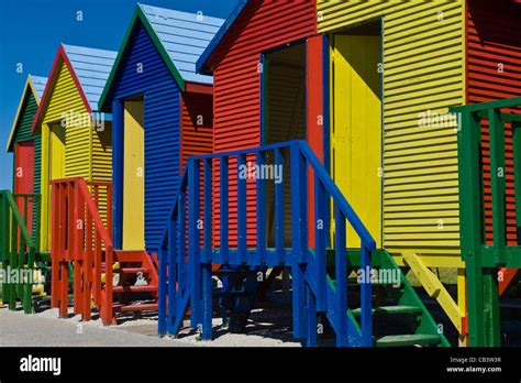 Colorful Beach Huts At St James Bay Near Simons Town Western Cape