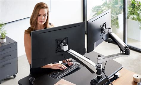 Dual Monitor Arm For Varidesk Converters Open Box Monitor Stands Vari