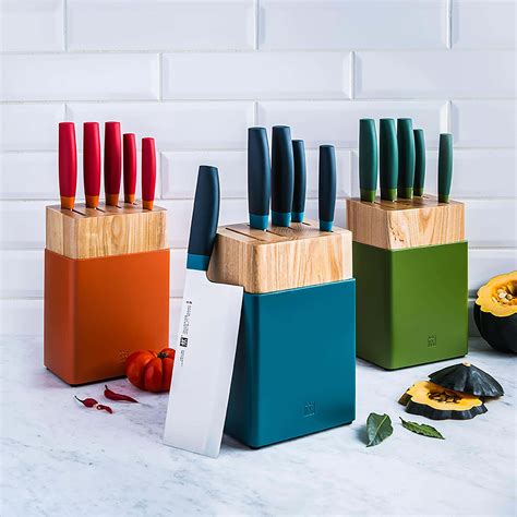 Zwilling Now Stainless Wood Knife Block Combo Set Of 6 Granada Red