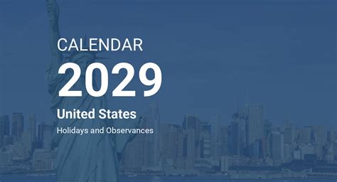 Year 2029 Calendar United States