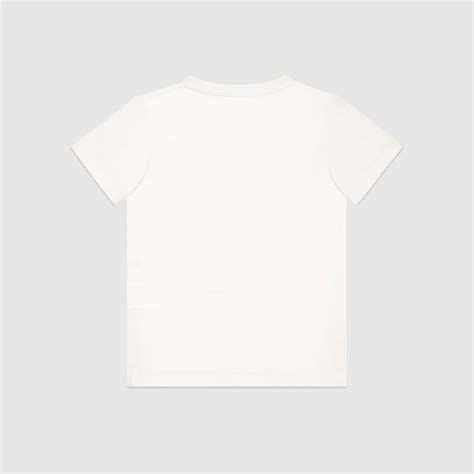 Kinder T Shirt Aus Baumwolle Mit Gucci Logo In Weiße Baumwolle Gucci De