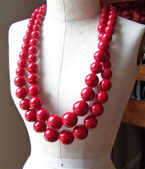 Etsy Etsy Jewelry Red Necklace Red Beaded Necklace Red