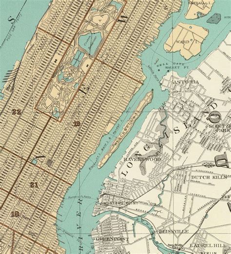 Old Map Of New York 1895 Manhattan Vintage Map Wall Map Print Vintage