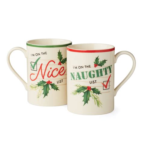 Lenox China Holiday Naughty And Nice Mug Set