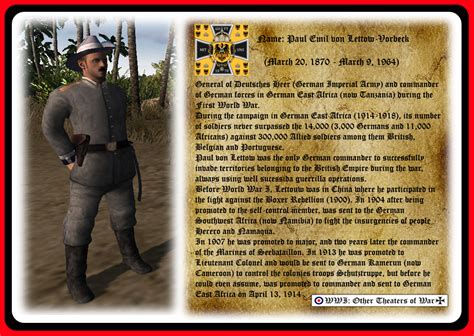 In world war i he conducted a brilliant defense of german east africa against vastly superior allied power. Paul von Lettow Vorbeck image - 1914: The war to end other wars mod for Men of War: Assault ...