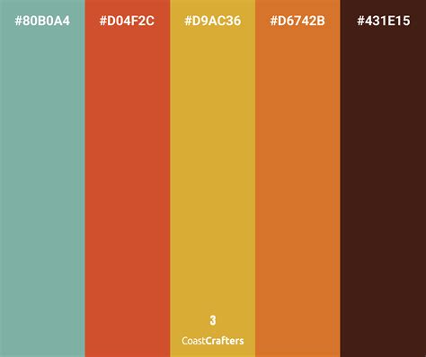 The Color Scheme For An Orange Brown And Green Palette With Different