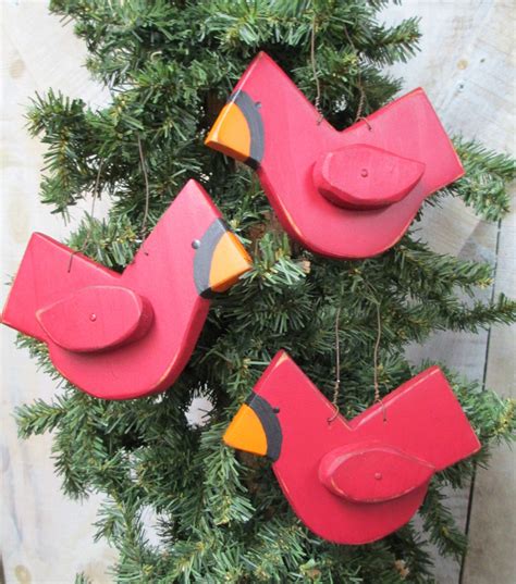 Items Similar To Primitive Wood Cardinal Christmas Ornament On Etsy