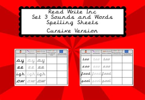 phonics read write inc set 3 sounds and words spelling sheets teaching resources