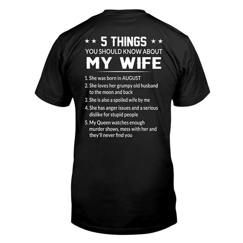 5 Things You Should Know About My Wife T Shirt August Wife Etsy