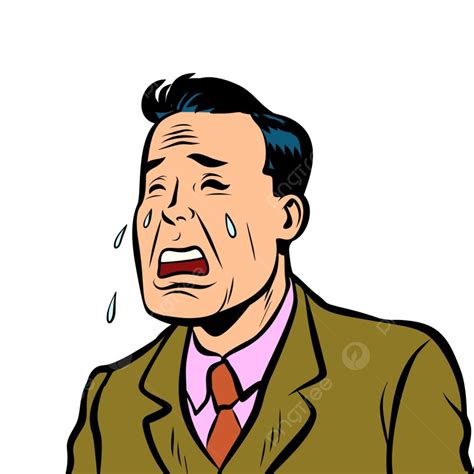 Crying Sad Vector Art Png Funny Man Crying Sad Male Crying Isolated