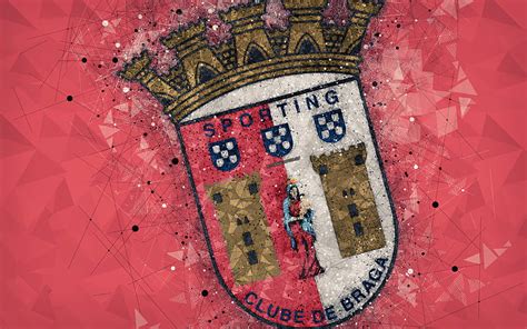 Sc Braga Geometric Art Logo Portuguese Football Club Emblem Red