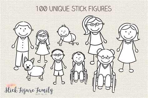 Stick Figure Family Clipart | Stick figure family, Stick figure drawing, Stick figures